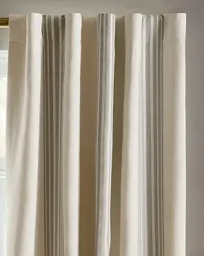 Coastal Stripe Linen Cotton True Blackout Curtain - Single Panel