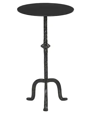 French Country Black Cast Iron Drink Side Table