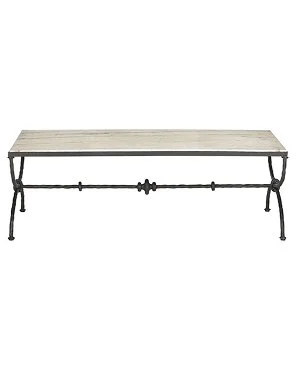 White Travertine Bronze Iron Rectangular Coffee Table