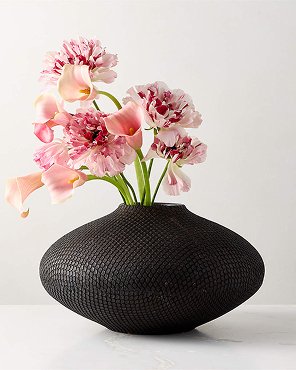Textured Black Terracotta Vase