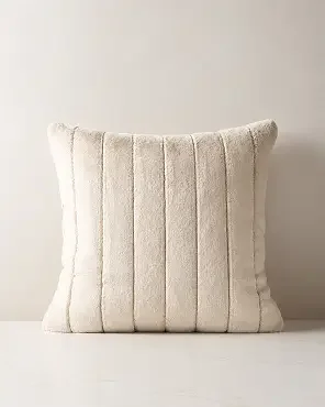 Channel Off-White Faux Fur Throw Pillow