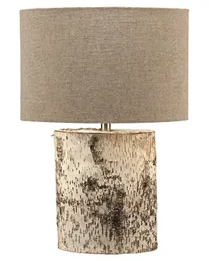 Rustic Natural Linen Oval Shade Birch Table Lamp