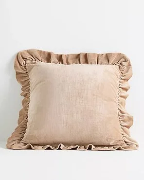 Ruffled Velvet Throw Pillow