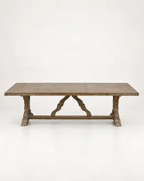 French Country Grey Fiberglass Outdoor Rectangular Dining Table -102 W