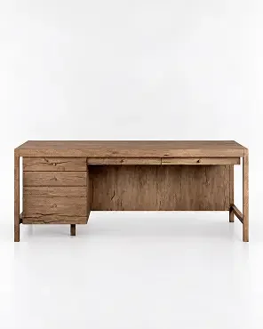Rustic Lodge Brown Oak Wood Executive Desk