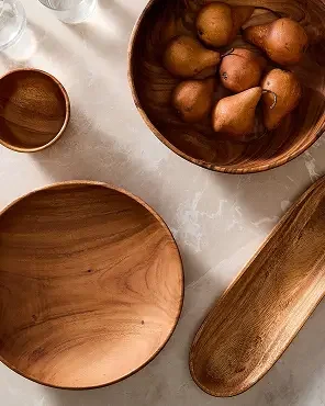 Organic Shaped Wood Serving Bowls