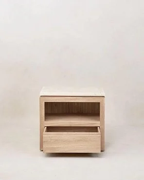 White Oak and Marble Nightstand
