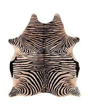 Rustic Lodge Zebra Print Fur Hide Rug - 5x7