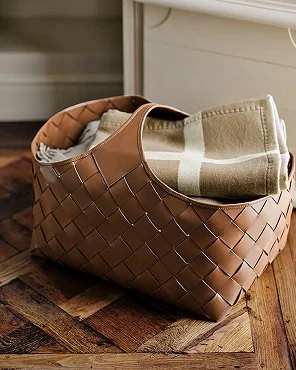 Leather Woven Basket