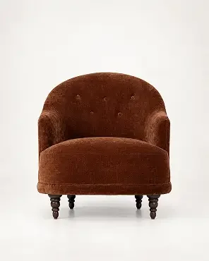 Mariel French Country Rust Velvet Tufted Chair