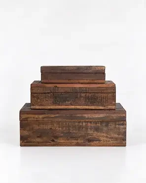 Rustic Lodge Brown Wood Vintage Decorative Box