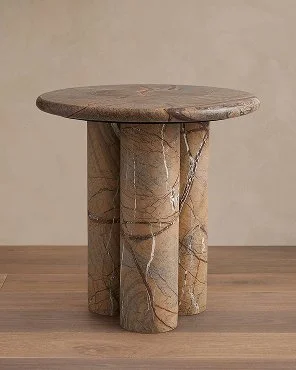 Brown Forest Marble End Table