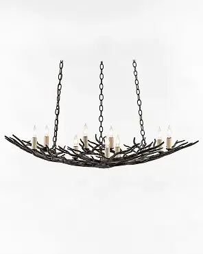 Rustic Branch Bronze Wrought Iron 9 Light