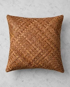 Woven Leather Pillow Cover