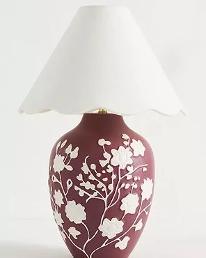 Ember Carved Ceramic Scallop Shade Table Lamp