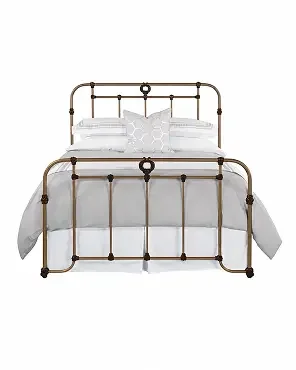 French Country Aged Brass Iron Bed