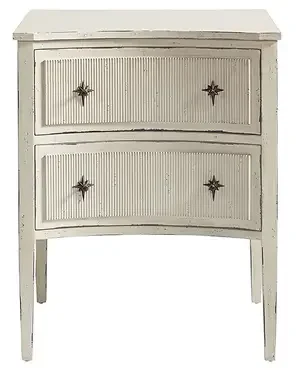 French Country Grey Mahogany 2 Drawer Night Table