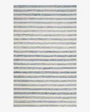 Coastal Blue & Ivory Striped Hand Loomed Area Rug