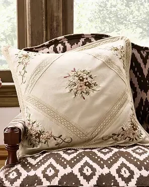 Sugar Floral Embroidered Pillow Cover