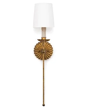 Clove French Country Antique Gold Leaf Stem Single Sconce