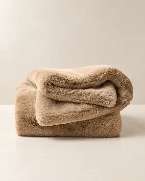 Light Brown Faux Fur Throw Blanket 50x70
