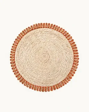 Abaca 15 Round Placemat in Natural & Orange
