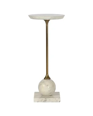 White Marble Brass Iron Drink Table