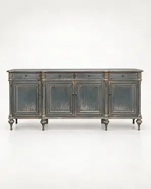 French Country Blue Pine Wood Sideboard