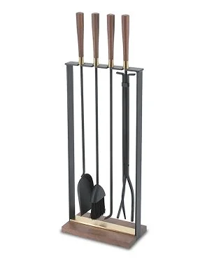 Walnut Fireplace Tool Set