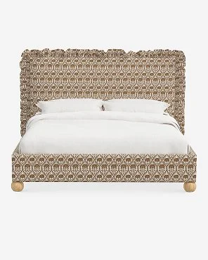 Ochre Blockprint Floral Platform Bed