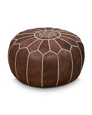 Nadia Moroccan-Style Leather Pouf