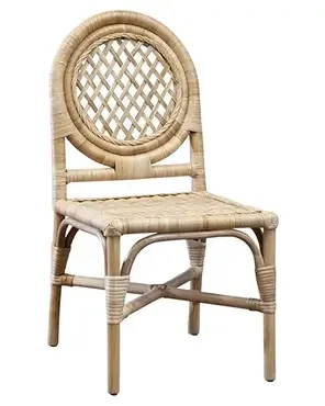 Coastal Beach Natural Handwoven Rattan Dining Chair