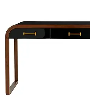 Walnut And Black Lacquer Desk
