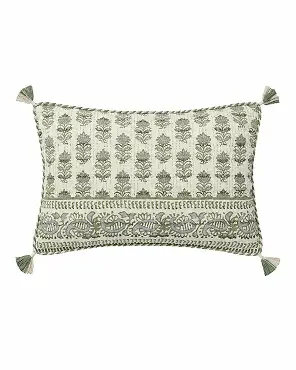 French Country Sage Cotton Down Fill Decorative Lumbar Pillow - 13x21