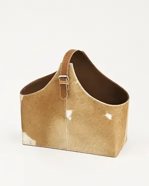 Sandie Leather Handmade Wood Magazine Holder