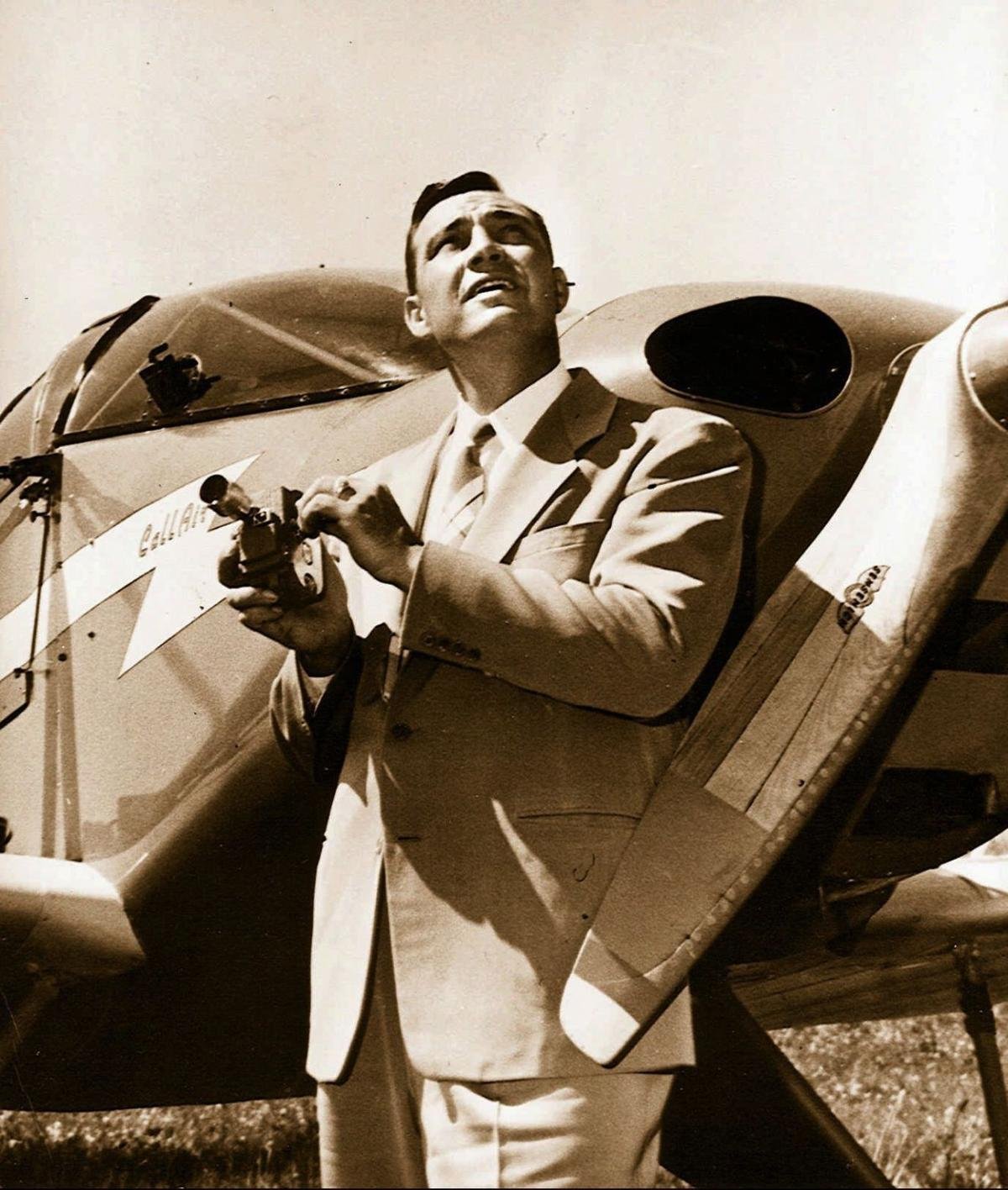 Kenneth Arnold outside of his private CalAir A-2.