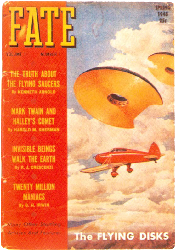 The first issue of FATE Magazine, Spring 1948, which turned Kenneth Arnold's story into a cultural phenomenon.