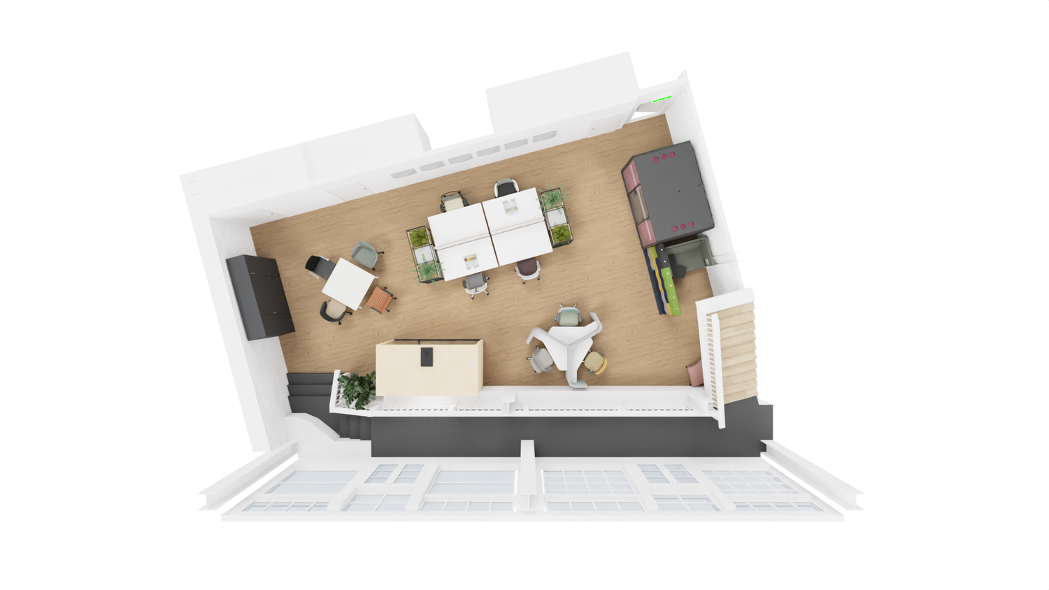 Basement. design visualisation showing furniture layout