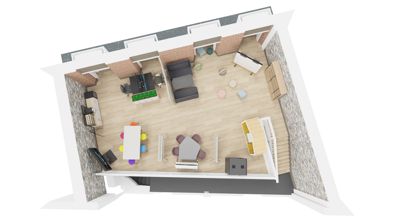 First floor. design visualisation showing furniture layout