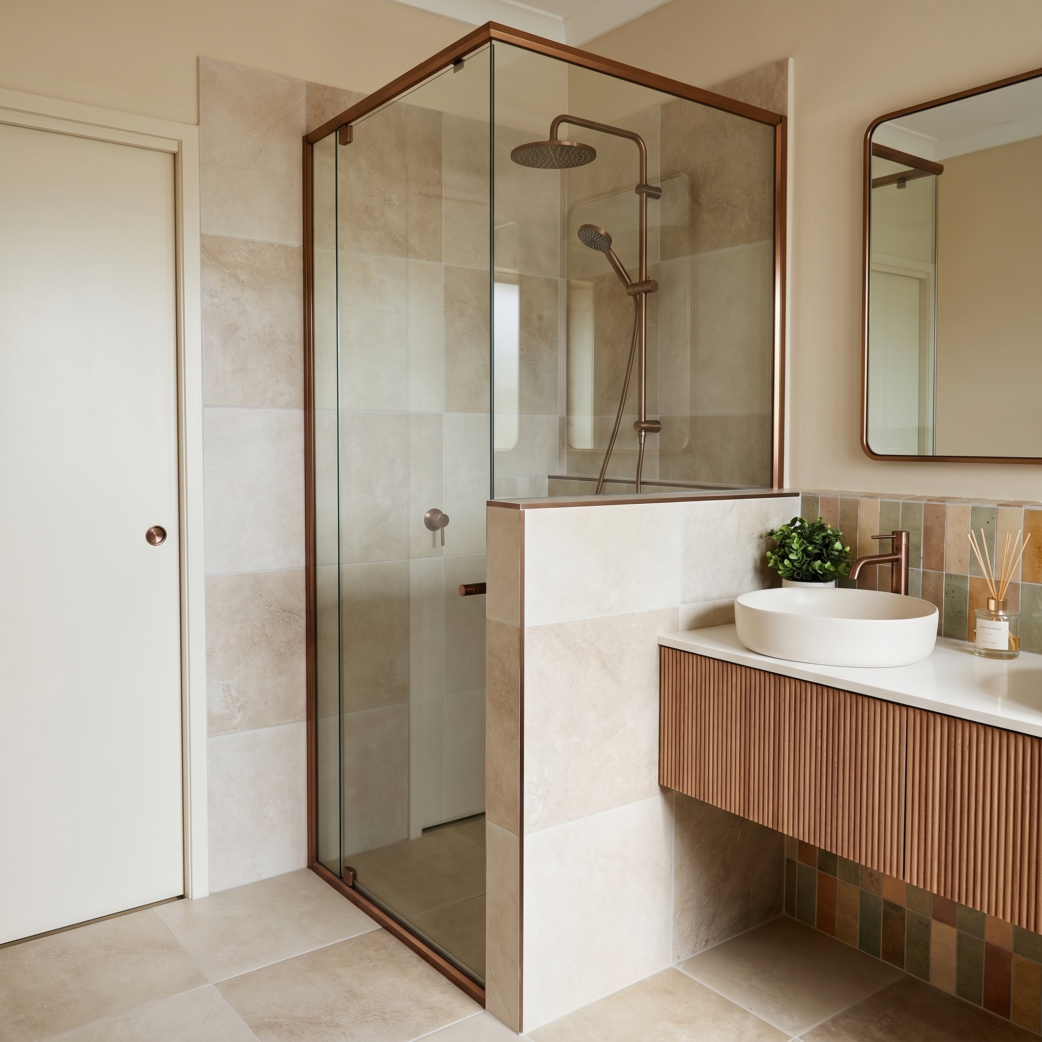 Semi-frameless shower screen with slim frame