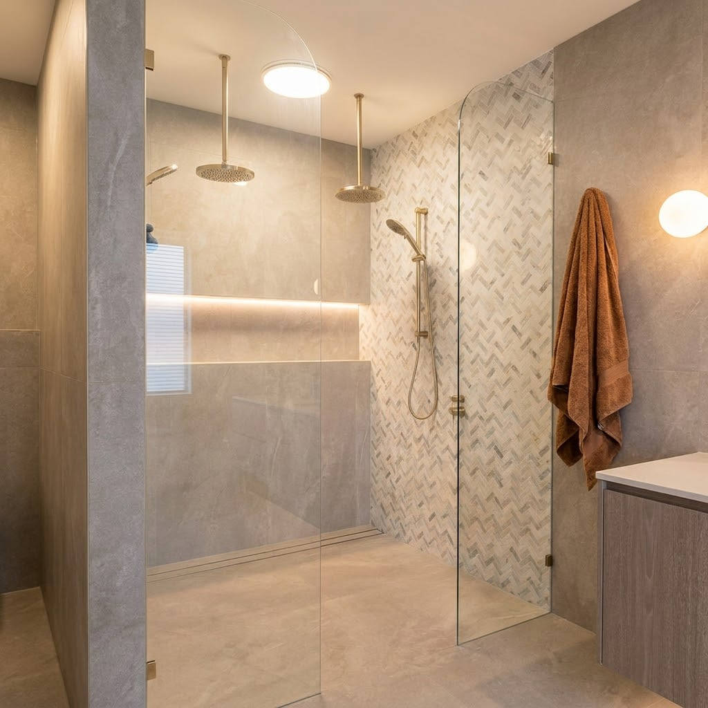 Frameless shower screen on the Sunshine Coast