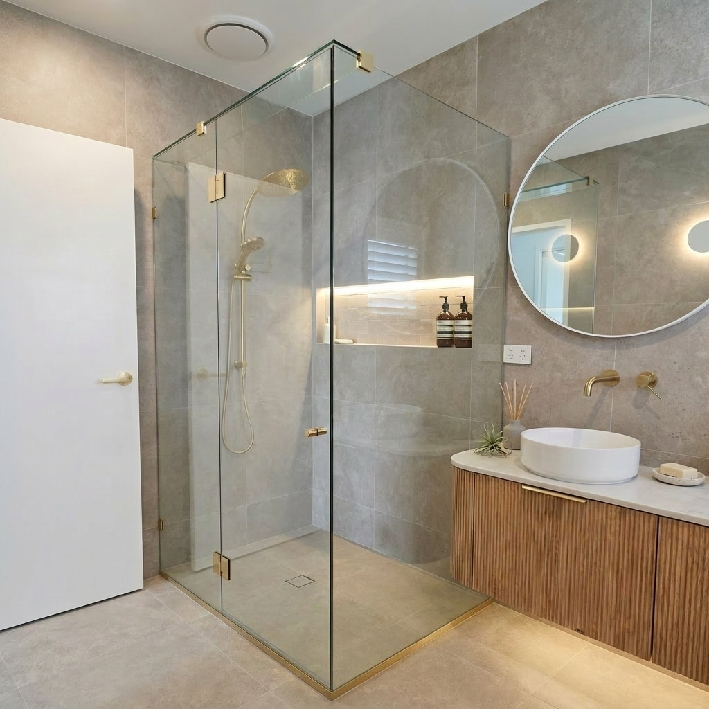 Frameless shower screen