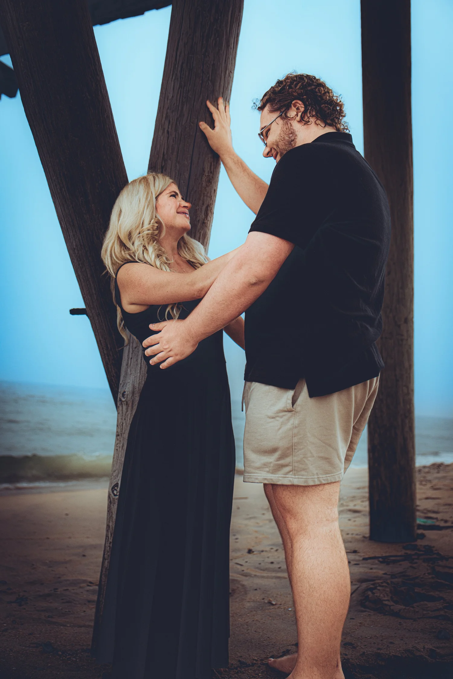 Couple sharing an emotional moment during a portrait session
