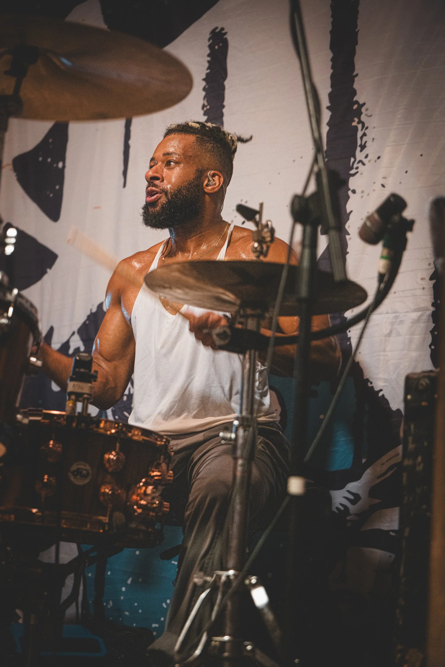 VANNA drummer playing behind the kit during the live set