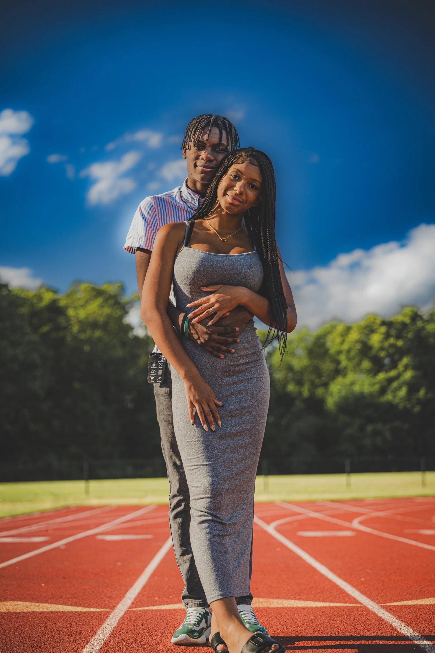 Couple posing together during an outdoor portrait session
