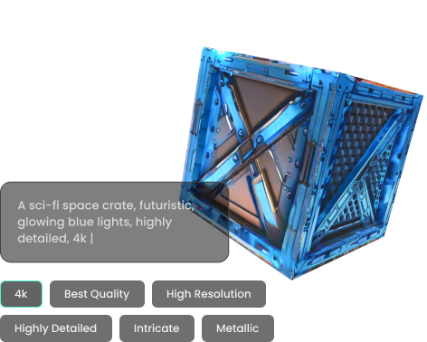 A 3D model of a space crate with it's relevant prompt