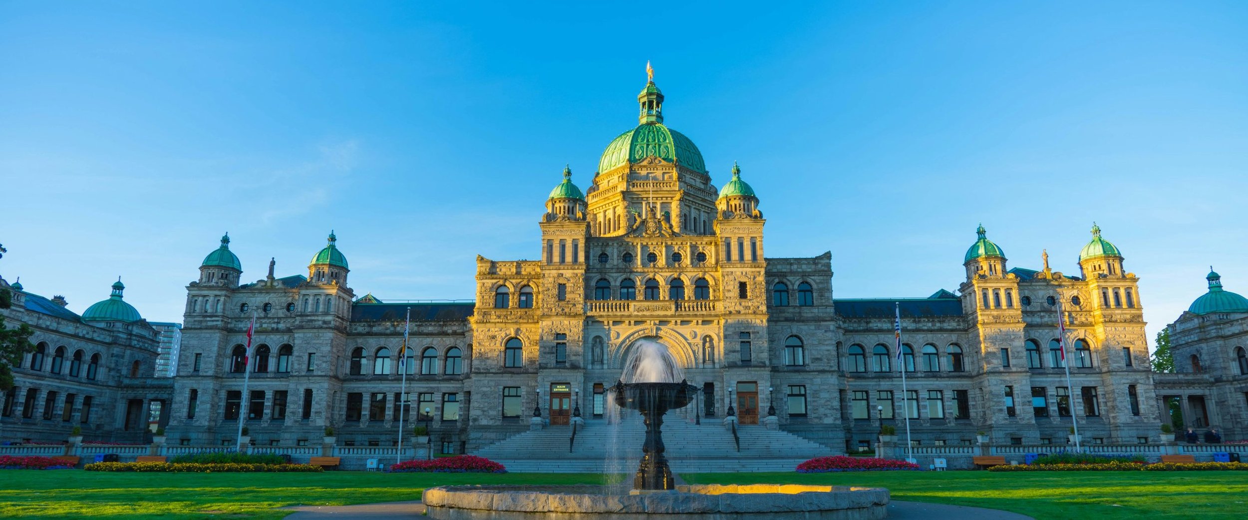 The Parliament Buildings in Victoria, British Columbia, at blue hour