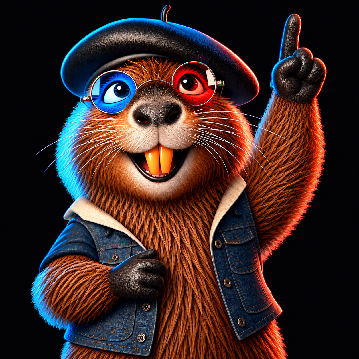 Our Beatnik mascot pointing upward at the showreel