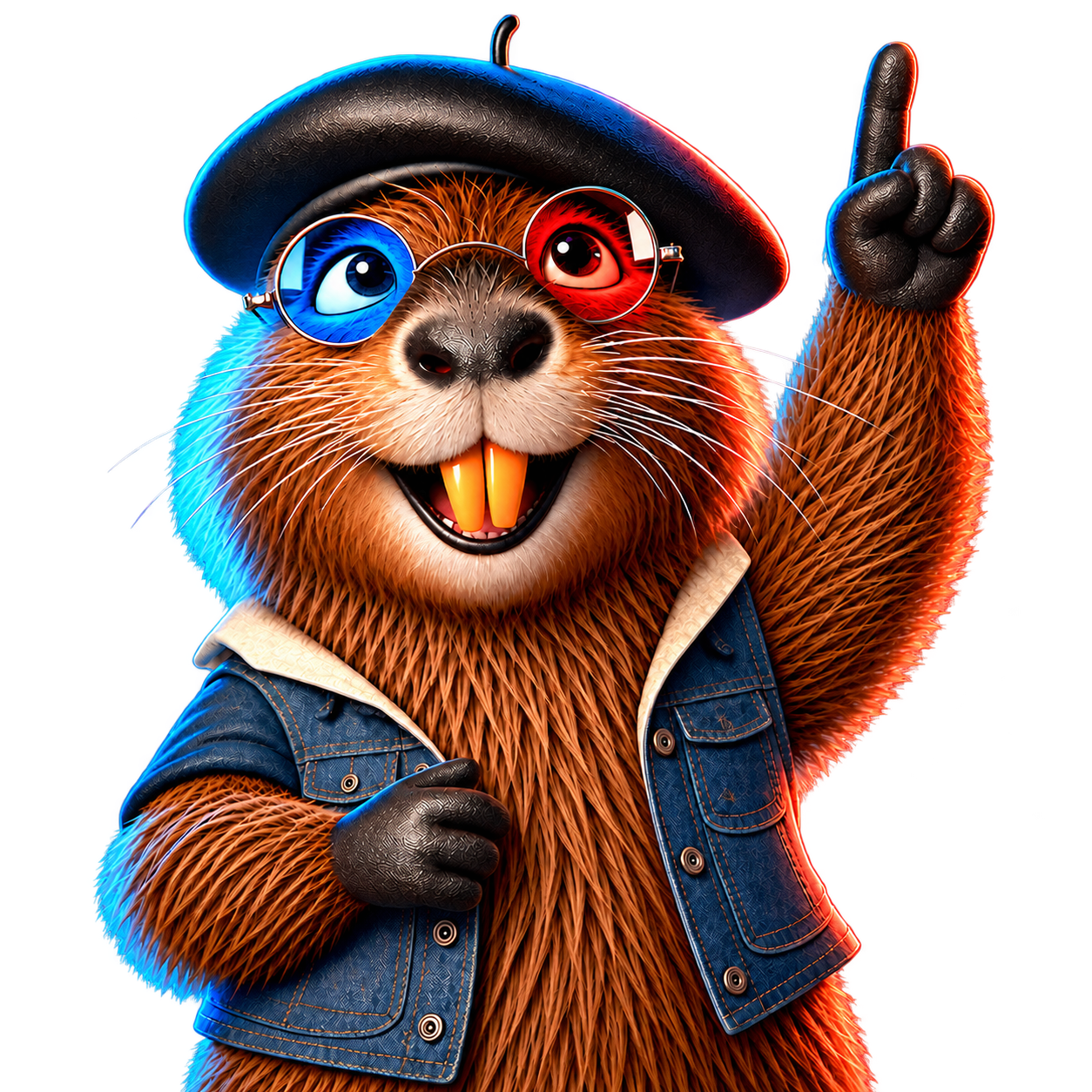 Beatnik mascot pointing toward the editing process
