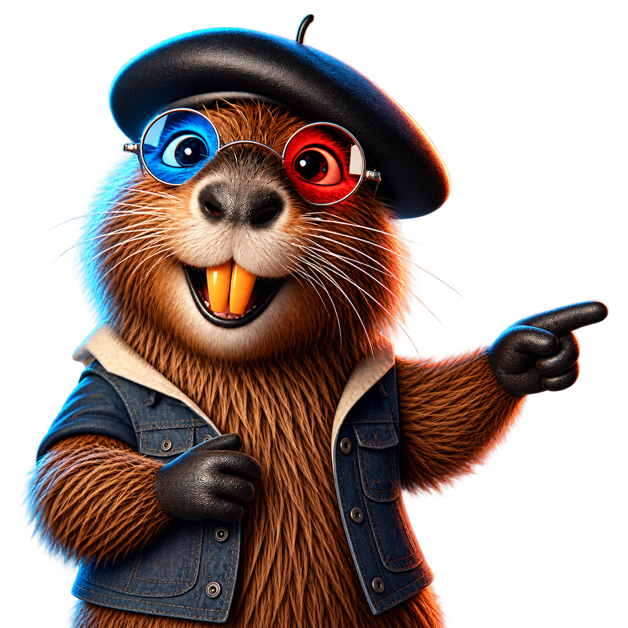 Our mascot pointing toward the ways to contact Beatnik